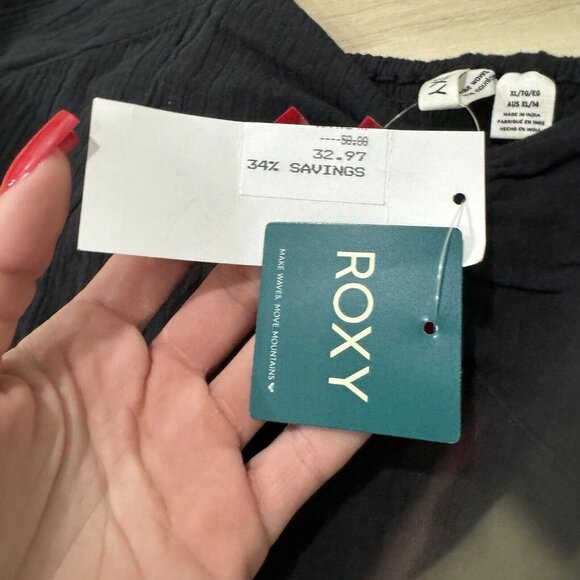 Women’s Roxy Black Top Blouse NWT peplum Size X-Large Xl - Picture 4 of 7
